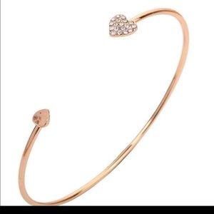 Crystal pave heart adjustable cuff bracelet